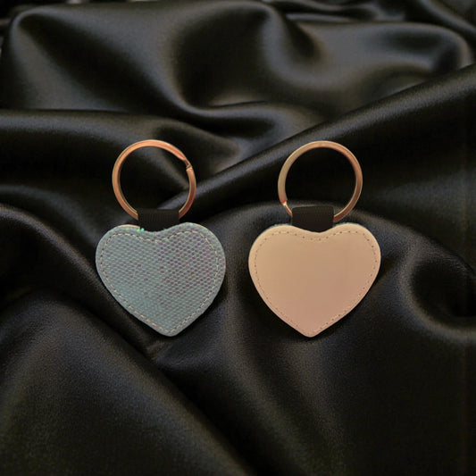 Porte clé coeur bleu à paillettes